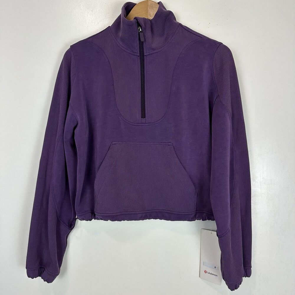Lululemon Brushed Softstreme Ribbed Half Zip Dramatic Magenta Size 4 Athleisure